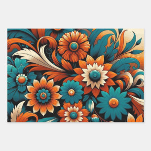 Blühende Elegance Premium Floral Geschenkpapier Set