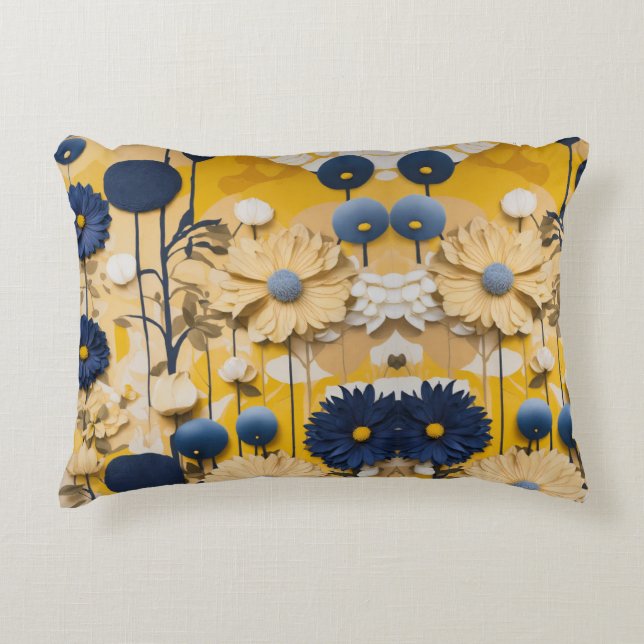 Blühende Eleganz: Blumenkissen Dekokissen (Vorderseite)