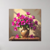 Blühende Eleganz – Bougainvillea in Porzellanvase Leinwanddruck (Vorderseite)