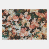 "Blühende Eleganz: Set von 3 Rose gedruckt Geschenkpapier Set (Vorderseite)