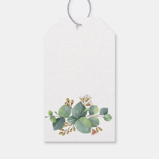 Blühende Eukalyptus-Hochzeitsnahrung Geschenkanhänger (Rückseite)