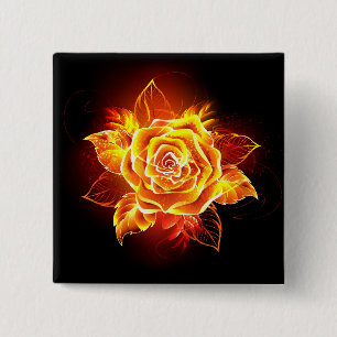 Blühende Feuerrose Button