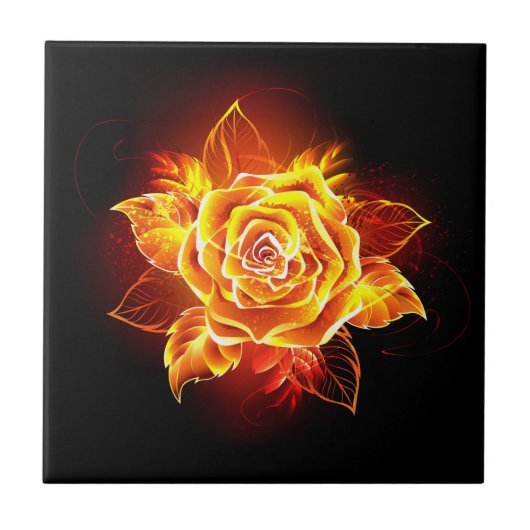 Blühende Feuerrose Fliese (Vorderseite)