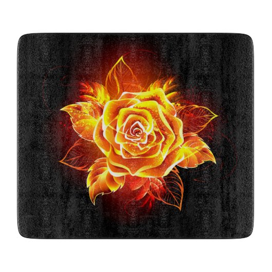 Blühende Feuerrose Schneidebrett (Vorderseite)