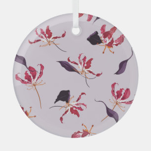 Blühende Flammenlilie: Blumengartenmuster. Ornament Aus Glas