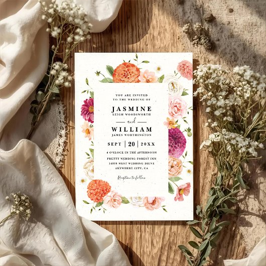 Blühende Florale Elegante Moderne QR-Code-Hochzeit Einladung