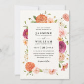 Blühende Florale Elegante Moderne QR-Code-Hochzeit Einladung (Vorderseite)
