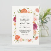 Blühende Florale Elegante Moderne QR-Code-Hochzeit Einladung (Stehend Vorderseite)