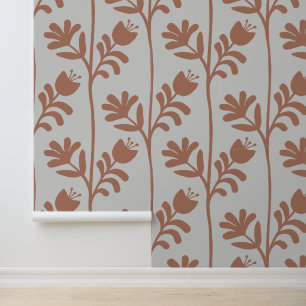 Blühende Florale Silhouette XL Mokka-Mousse-Blumen Tapete