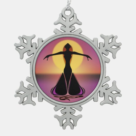 Blühende Frau Schneeflocken Zinn-Ornament (Vorderseite)