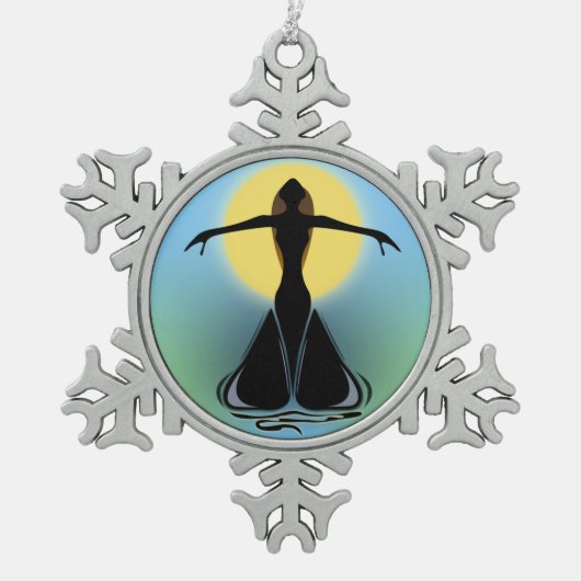 Blühende Frau Schneeflocken Zinn-Ornament (Vorderseite)