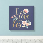 Blühende Freude Blau | I LIEBE Leinwanddruck (Insitu (Holzboden))