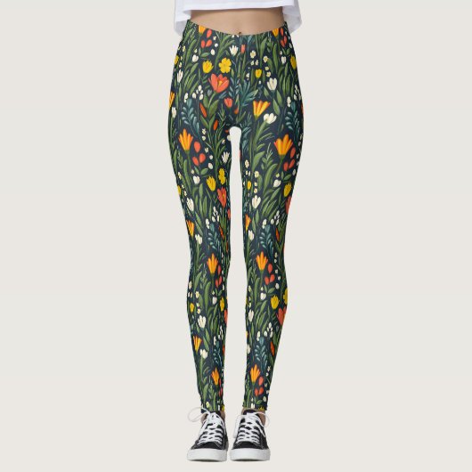 Blühende Freude: Blumenmuster im Frühling Leggings (Vorderseite)