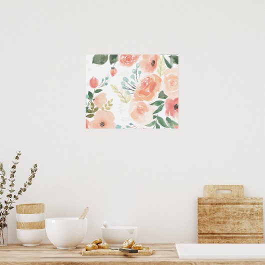 Blühende Freude | Pastell Peach Poster (Küche)