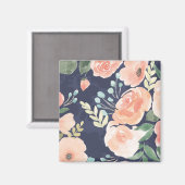 Blühende Freude | Peach & Blue Rose & Poppies Magnet (Vorderseite/Rückseite)