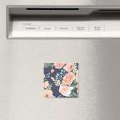 Blühende Freude | Peach & Blue Rose & Poppies Magnet (In Situ (Geschirrspüler))