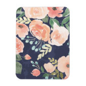 Blühende Freude | Peach & Blue Rose & Poppies Magnet (Vertikal)