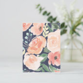 Blühende Freude | Peach & Blue Rose & Poppies Postkarte (Stehend Vorderseite)