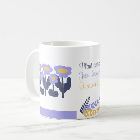 Blühende Freude: Personalisierte Monogramm-Floral Kaffeetasse (Vorderseite Links)