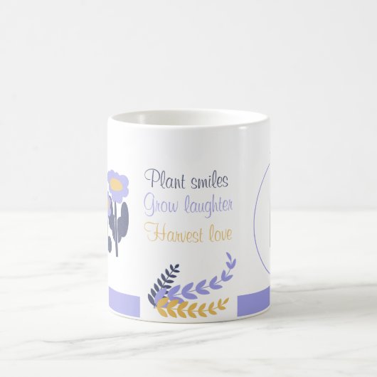 Blühende Freude: Personalisierte Monogramm-Floral Kaffeetasse (Mittel)