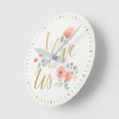 Blühende Freude weiß | I LIEBE Runde Wanduhr (Winkel)