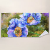 Blühende Frühlingsblumen Abstrakte Kunstmalerei Strandtuch (Vorderseite)