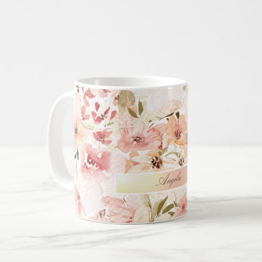 Blühende Frühlingsblumen Kaffeetasse (Vorderseite Links)