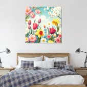 Blühende Frühlingsblumen Leinwanddruck (Insitu (Schlafzimmer))