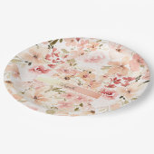 Blühende Frühlingsblumen Pappteller (Schrägansicht)