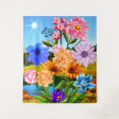 Blühende Frühlingsblumen - Wildblumen Wandteppich (Vorderseite)