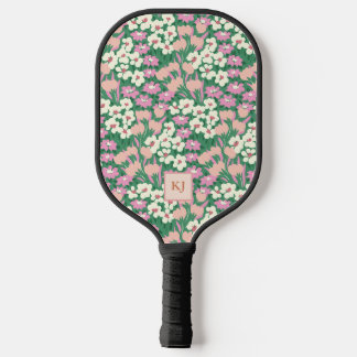 Blühende Frühlingsblüte Mit Monogramm Pickleball Schläger