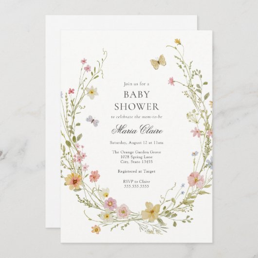 Blühende Frühlingsblütendusche Einladung (Vorne/Hinten)