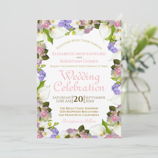 Blühende Frühlingshitze Einladung (Stehend Vorderseite)