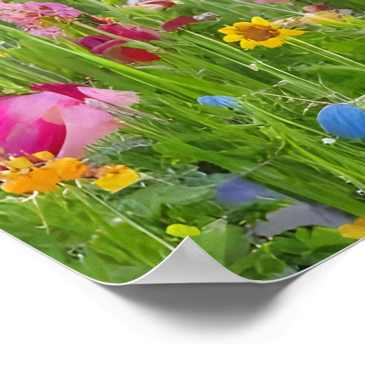 Blühende Frühlingswiese schöne Aussicht Poster (Ecke)