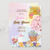 Blühende Garden-Kinderdusche Einladung (Vorne/Hinten)