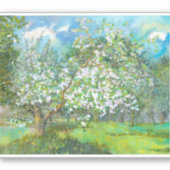 Blühende Gartenmalerei Aquarell Aufkleber (Vorderseite)