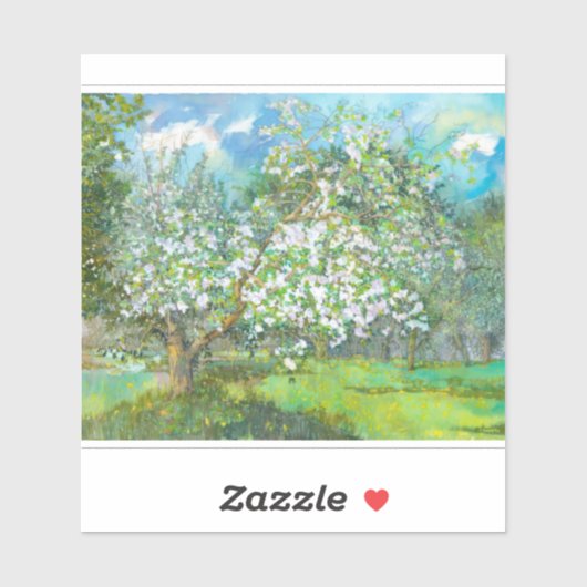 Blühende Gartenmalerei Aquarell Aufkleber (Blatt)