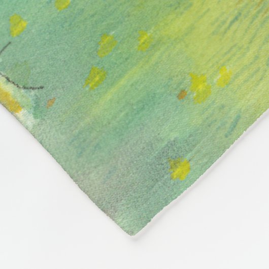 Blühende Gartenmalerei Aquarell Fleecedecke (Ecke)