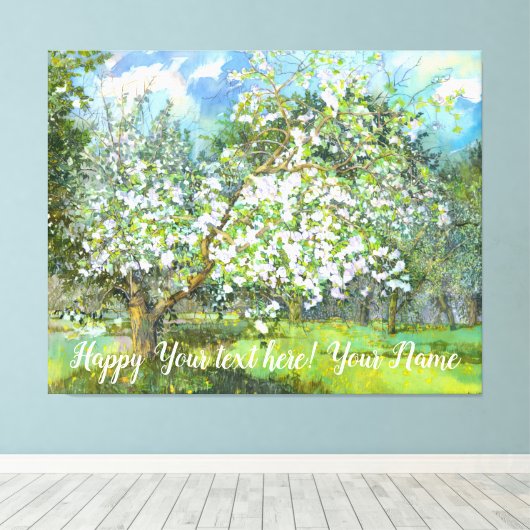 Blühende Gartenmalerei Aquarell Leinwanddruck (Insitu (Holzboden))