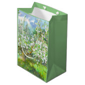 Blühende Gartenmalerei Aquarell Mittlere Geschenktüte (Vorderseite Schrägansicht)