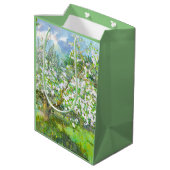 Blühende Gartenmalerei Aquarell Mittlere Geschenktüte (Rückseite Schrägansicht)