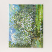 Blühende Gartenmalerei Aquarell Puzzle (Vertikal)