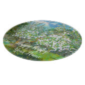 Blühende Gartenmalerei Aquarell Schneidebrett (Ecke)