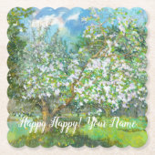 Blühende Gartenmalerei Aquarell Untersetzer (Vorderseite)