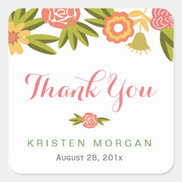Blühende Gastgeschenk Hochzeit Quadratischer Aufkleber