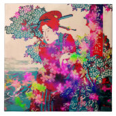 Blühende geisha Keramik Tile Fliese (Vorderseite)