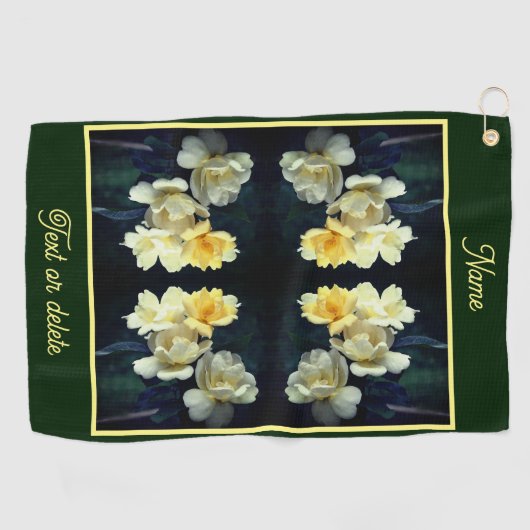 Blühende Gelbrosen Abstrakt Personalisiert Golfhandtuch (Horizontal)