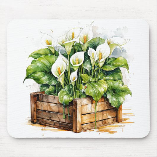 Blühende gepflanzte Calla-Lilien-Blumen Mousepad (Vorne)