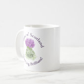 Blühende glänzende schottische Distel Kaffeetasse (Vorderseite Links)