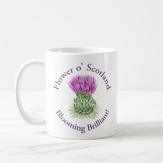 Blühende glänzende schottische Distel Kaffeetasse (Links)